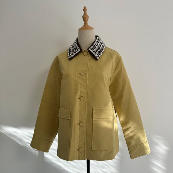 Veronica Beard Arlen Crystal Collar Cotton Dickey Coat - Picture 4 of 14